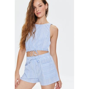 Striped Linen-Blend Shorts