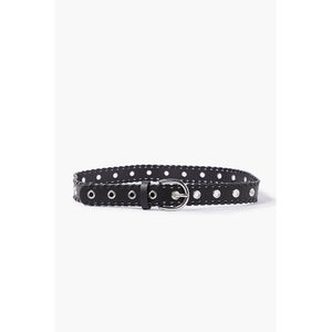 Whipstitched Faux Leather Grommet Belt