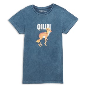 Animales Fantásticos Qilin Camiseta para niños - Azul marino lavado ácido