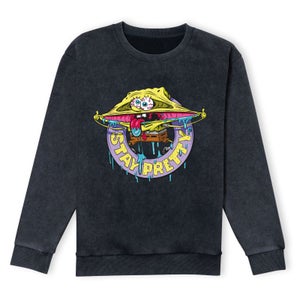 Spongebob Squarepants Stay Pretty Sweatshirt - Black Acid Wash