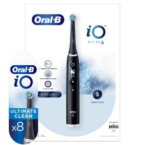 Oral-B iO6 Black Onyx Electric Toothbrush with Travel Case + 8 Refills
