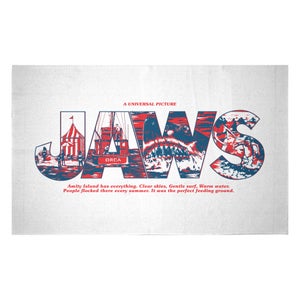 Jaws Text Illustration Woven Rug