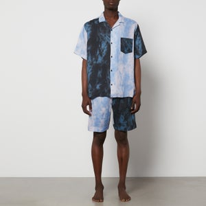 Desmond & Dempsey Men's Summer Dusk Cuban Pyjama Set - Patchwork Navy/Sky Blue
