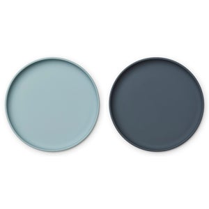 Liewood Brandon Plate 2-Pack - Sea Blue/Whale Blue Mix - One Size