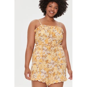 Plus Size Floral Ruffled Romper