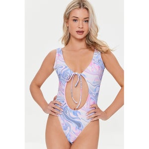 Marble Cutout One-Piece Swimsuit