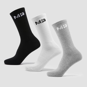 MP Dámské Essentials Crew Ponožky (3 pár) – Černé/bílá/šedá