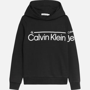 Calvin Klein Boys' Institutional Logo Cotton-Blend Jersey Hoodie
