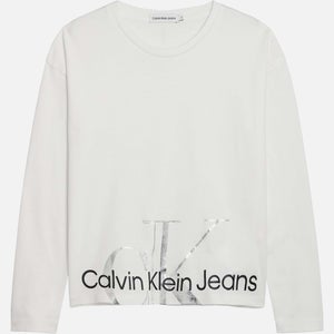Calvin Klein Girls’ Metallic Monogram Cotton-Jersey T-Shirt