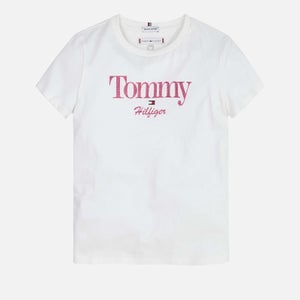 Tommy Hilfiger Girls' Tommy Graphic Glitter T-Shirt - Ancient White