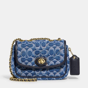 Coach Women's Signature Quilted Pillow Madison Shoulder Bag 18 - Indigo Midnight Navy Multi