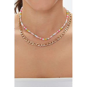 Beaded Chain Layered Necklace Set
