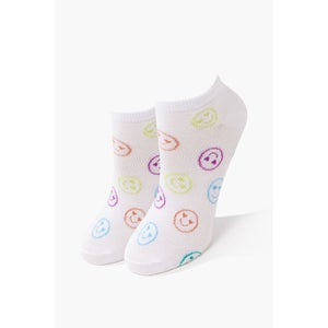 Happy Face Print Ankle Socks