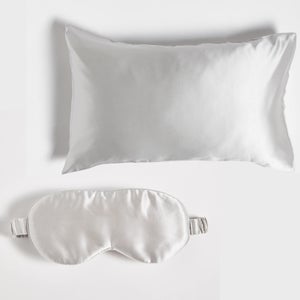 ïn home 100% Silk Pillowcase and Eye Mask Bundle - Silver (Worth £70.00)