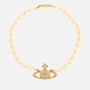 Vivienne Westwood Women's One Row Pearl Bas Relief Choker - Gold/Cream/Crystal
