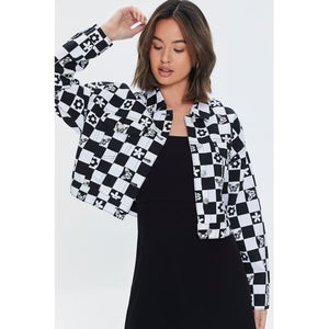Floral Checkered Twill Jacket
