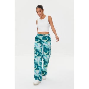Abstract Print Cargo Pants