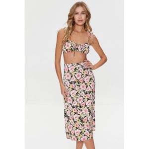 Floral Cropped Cami & Midi Skirt Set