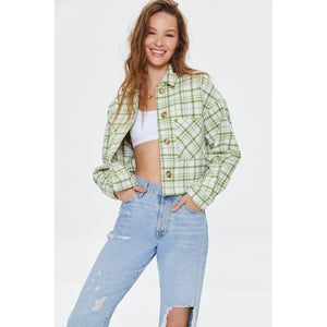 Plaid Button-Front Shacket