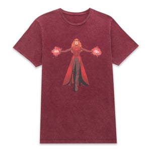 Camiseta Unisex - Marvel Dr Strange - Magia Wanda - Burgundy Efecto Lavado