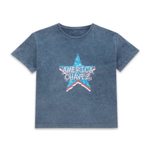 Camiseta corta para mujer Dr Strange America Chavez Star de Marvel - Lavado ácido azul marino