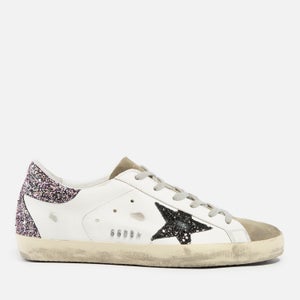 Golden Goose Superstar Glittered Distressed Leather and Suede Trainers