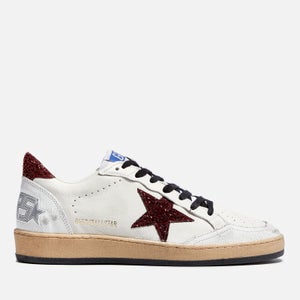 Golden Goose Ball Star Distressed Glittered Leather Trainers