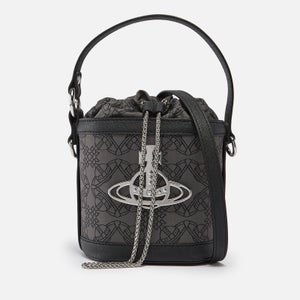 Vivienne Westwood Daisy Drawstring leather and Logo-Jacquard Bucket Bag