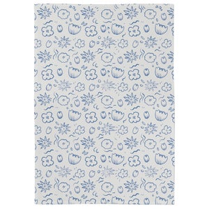 Blue Flower Pattern Tea Towel