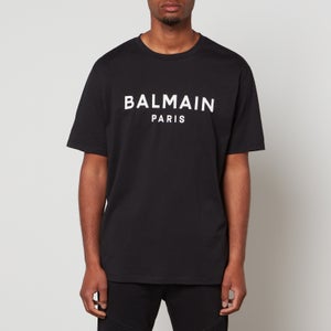 Balmain Men's Straight Fit Printed T-Shirt - Black/White