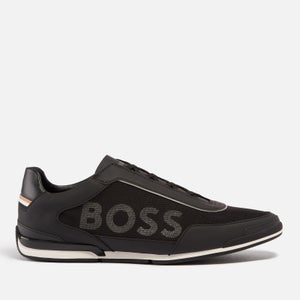 BOSS Saturn Faux Suede and Faux Leather-Trimmed Canvas Trainers