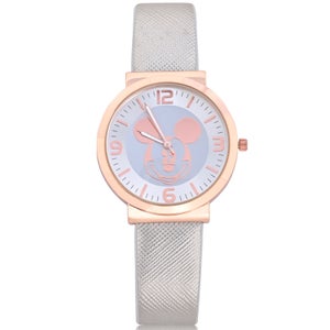 Disney Mickey Mouse Rose Gold and Silver Gray Strap Watch