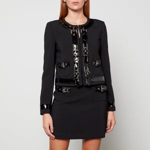 Moschino Faux Patent Leather-Trimmed Cady Jacket