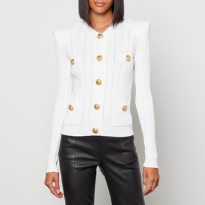 Balmain Women's Buttoned Knit Short Cardigan - White