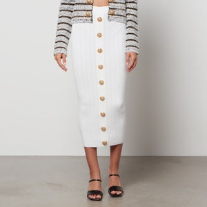 Balmain Women's Buttoned Knit Midi Skirt - White