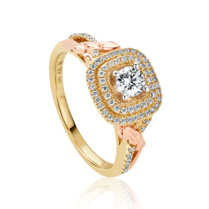 18ct Yellow and Rose Gold Viola 34pt SI1 I Round Cut Diamond Engagement Ring - Size R