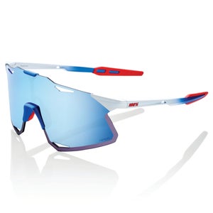 100% Hypercraft Total Energies Sunglasses with HiPER Blue Multilayer Mirror Lens - Matt White/Metallic Blue