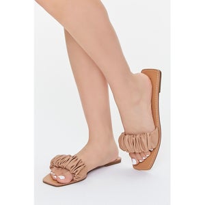 Ruched Faux Leather Sandals