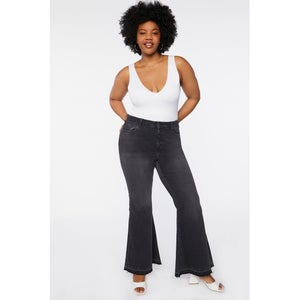 Plus Size Frayed Flare Jeans