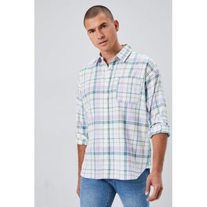 Plaid Linen-Blend Shirt