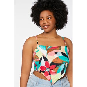 Plus Size Abstract Print Cropped Cami