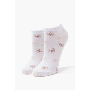 Bow Print Scalloped-Trim Ankle Socks