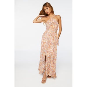 Paisley Belted Halter Maxi Dress
