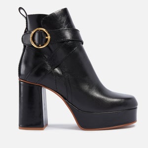 See by Chloé Lyna Leather Platform Heeled Boots