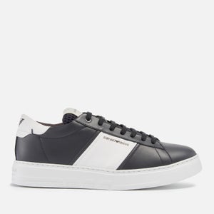 Emporio Armani Side Stripe Low Top Leather Trainers