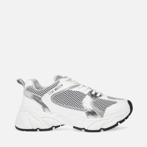 Steve Madden Standout Faux Leather and Mesh Running-Style Trainers