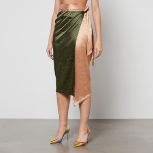 Never Fully Dressed Jaspre Satin Wrap Midi Skirt