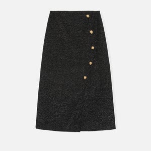 Ganni Women's Sparkle Wrap Midi Skirt - Black