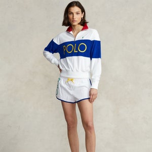 Polo Ralph Lauren Women's Po Hlf Zip-Long Sleeve-Sweatshirt - White Multi