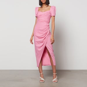 Self-Portrait Women's Stretch Crepe Wrap Midi Dress - Pop Pink